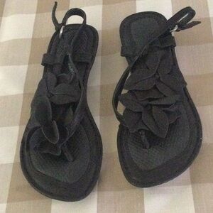 Black Sandals with Braided Straps